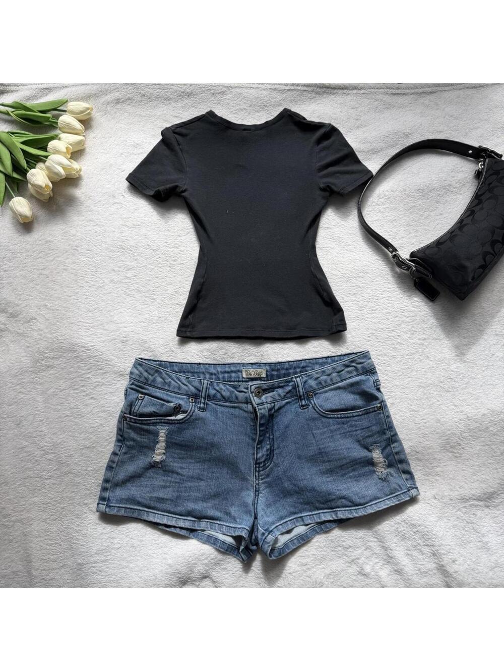 Be Bop low rise blue denim shorts
